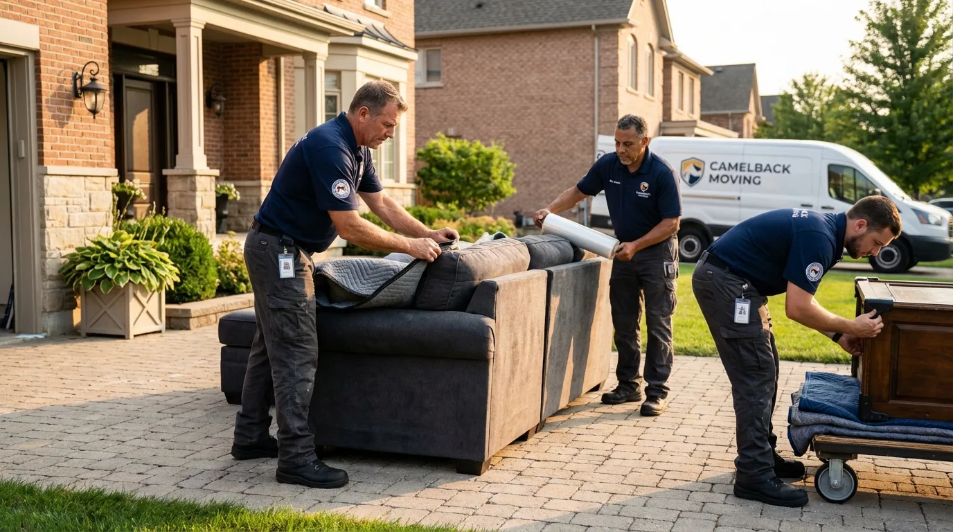 Large estate moving crew wrapping furniture in Richwood, WV